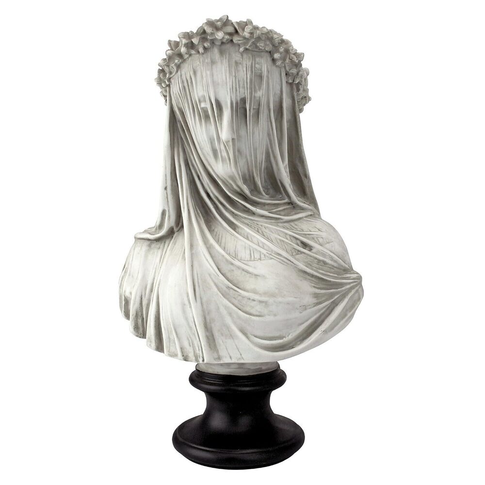 Veiled Maiden Indoor Bust Statue, 9 Inch Wide, 14 Inch Tall, Cast